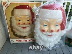 Vintage Empire 36 Jumbo Santa Face With Orig Box Blow Mold Christmas Light