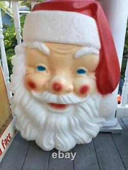 Vintage Empire 36 Jumbo Santa Face With Orig Box Blow Mold Christmas Light