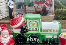 Vintage Empire 42 Illuminated Santa Green Choo-choo Train #1339 Blow Mold-new