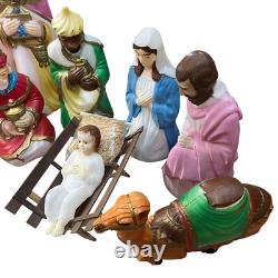Vintage Empire Blow Mold 10 Pc Christmas Nativity Set Up To 36in Works Flaws Vintage Empire Blow Mold 10 Pc Christmas Nativity Set Up To 36in Works Flaws