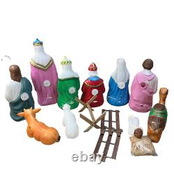 Vintage Empire Blow Mold 10 Pc Christmas Nativity Set Up To 36in Works Flaws Vintage Empire Blow Mold 10 Pc Christmas Nativity Set Up To 36in Works Flaws