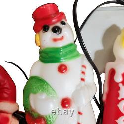 Vintage Empire Blow Mold 2 Santas 2 Snowmen 6 Candles 2 spotlites stakes Timer