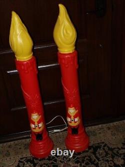 Vintage Empire Blow Mold Candle Set with Santa Claus Rare 1969 gg159