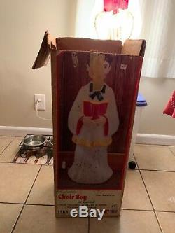Vintage Empire Blow Mold Choir Boy Caroler 30 Christmas Lighted With Box