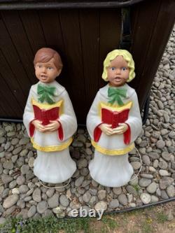 Vintage Empire Blow Mold Choir Boy Girl Caroler Christmas Decor 28 Rare TESTED Vintage Empire Blow Mold Choir Boy Girl Caroler Christmas Decor 28 Rare TESTED