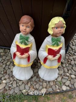 Vintage Empire Blow Mold Choir Boy Girl Caroler Christmas Decor 28 Rare TESTED Vintage Empire Blow Mold Choir Boy Girl Caroler Christmas Decor 28 Rare TESTED