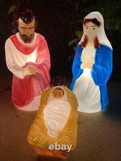 Vintage Empire Blow Mold Christmas Lighted Outdoor Nativity Mary Joseph Jesus