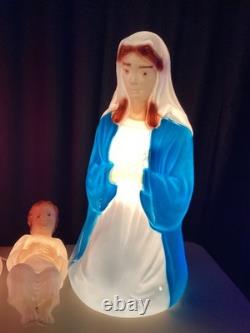 Vintage Empire Blow Mold Christmas Lighted Set 27 Joseph Mary Jesus With Box