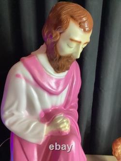 Vintage Empire Blow Mold Christmas Lighted Set 27 Joseph Mary Jesus With Box