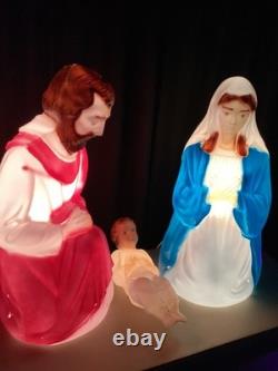Vintage Empire Blow Mold Christmas Lighted Set 27 Joseph Mary Jesus With Box