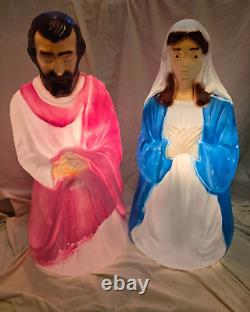 Vintage Empire Blow Mold Christmas Nativitiy Mary #022782 & Joseph #022781 WORKS