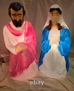 Vintage Empire Blow Mold Christmas Nativitiy Mary #022782 & Joseph #022781 WORKS