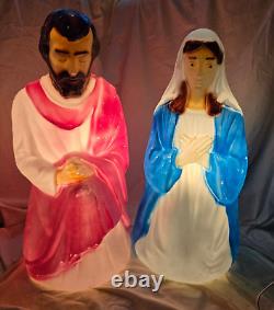 Vintage Empire Blow Mold Christmas Nativitiy Mary #022782 & Joseph #022781 WORKS