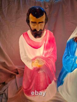 Vintage Empire Blow Mold Christmas Nativitiy Mary #022782 & Joseph #022781 WORKS