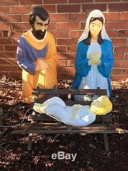 Vintage Empire Blow Mold Lighted Christmas Nativity Set-Mary Joseph Jesus-27