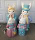 Vintage Empire Blow Mold Mr And Mrs Easter Bunny And General Foam Boy Girl