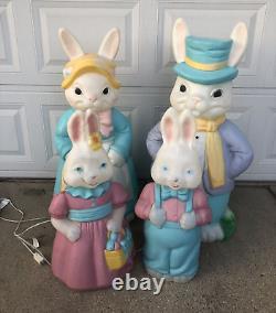 Vintage Empire Blow Mold Mr And Mrs Easter Bunny And General Foam Boy Girl