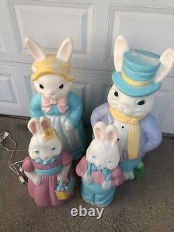 Vintage Empire Blow Mold Mr And Mrs Easter Bunny And General Foam Boy Girl