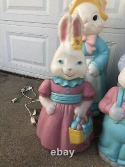 Vintage Empire Blow Mold Mr And Mrs Easter Bunny And General Foam Boy Girl