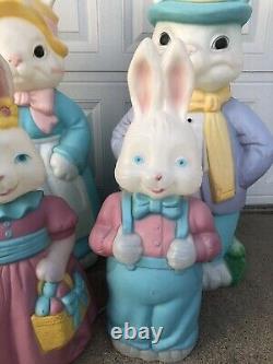 Vintage Empire Blow Mold Mr And Mrs Easter Bunny And General Foam Boy Girl