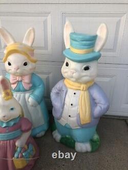 Vintage Empire Blow Mold Mr And Mrs Easter Bunny And General Foam Boy Girl