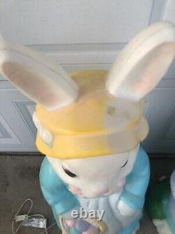 Vintage Empire Blow Mold Mr And Mrs Easter Bunny And General Foam Boy Girl