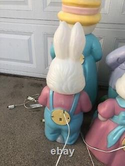 Vintage Empire Blow Mold Mr And Mrs Easter Bunny And General Foam Boy Girl