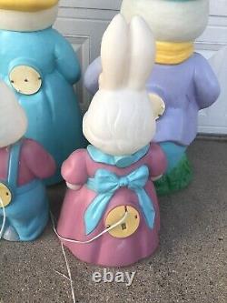 Vintage Empire Blow Mold Mr And Mrs Easter Bunny And General Foam Boy Girl