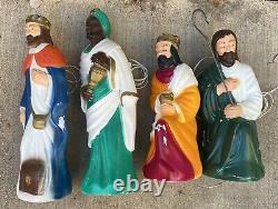 Vintage Empire Blow Mold Nativity Set Jesus Wisemen Sheep Shepherd Mary Joseph