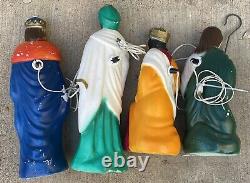 Vintage Empire Blow Mold Nativity Set Jesus Wisemen Sheep Shepherd Mary Joseph