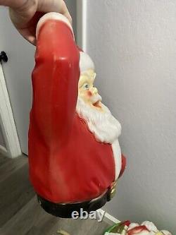 Vintage Empire Blow Mold Noel Santa Sleigh Reindeer With Original Box