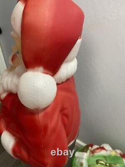 Vintage Empire Blow Mold Noel Santa Sleigh Reindeer With Original Box