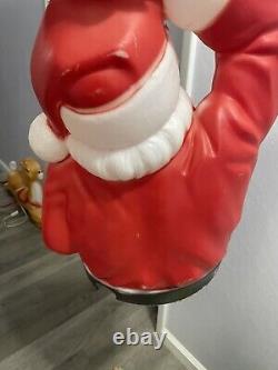 Vintage Empire Blow Mold Noel Santa Sleigh Reindeer With Original Box