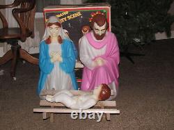 Vintage Empire Blow Mold Outdoor Nativity Set Lighted Christmas Plastic 8 Pcs