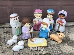 Vintage Empire Blow Mold Xmas Child Kids Nativity Set Mary Joseph Wise Men