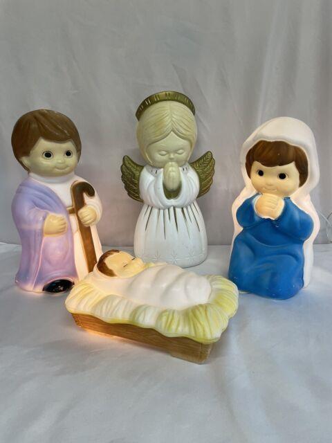 Vintage Empire Blow Molds Nativity Set Jesus Mary Joseph Angel 15 Christmas