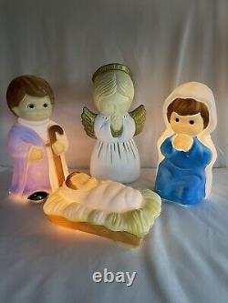 Vintage Empire Blow Molds Nativity Set Jesus Mary Joseph Angel 15 Christmas