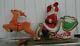 Vintage Empire Christmas Blow Mold Santa Sleigh & Reindeer Reigns Lighted Yard