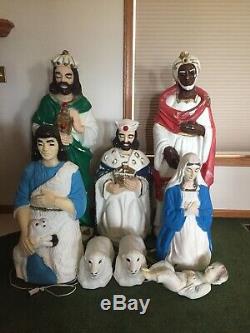 Vintage Empire Christmas Nativity Blow Mold Set Of 8 Lighted Yard Decorations