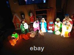 Vintage Empire Complete Nativity Set 11 Piece Christmas Lighted Blow Mold