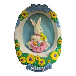 Vintage Empire Easter 17.5 Egg Rabbit Bunny & Basket of Flowers Blow Mold 1995