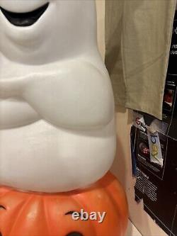 Vintage Empire Ghost Sitting on Pumpkin Halloween Blow Mold by 35 Tall No Cord