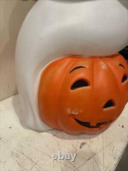 Vintage Empire Ghost Sitting on Pumpkin Halloween Blow Mold by 35 Tall No Cord