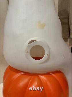 Vintage Empire Ghost Sitting on Pumpkin Halloween Blow Mold by 35 Tall No Cord