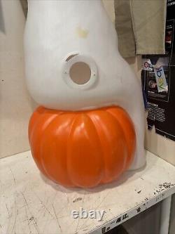 Vintage Empire Ghost Sitting on Pumpkin Halloween Blow Mold by 35 Tall No Cord