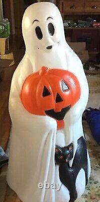 Vintage Empire Halloween 34 Ghost Blow Mold Lighted with Black Cat and Pumpkin