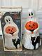 Vintage Empire Halloween 34 Lighted Blow Mold Ghost With Black Cat Jack O Lantern