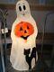 Vintage Empire Halloween Blow Mold 34' Ghost With Pumpkin And Black Cat