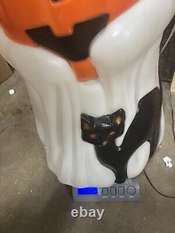 Vintage Empire Halloween Blow Mold 34' Ghost with Pumpkin and Black Cat