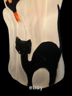 Vintage Empire Halloween Blow Mold 34' Ghost with Pumpkin and Black Cat